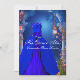 Invitación Rosa azul real Quinceanera