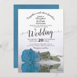 Invitación Rosa azul turquesa Boda de arco elegante