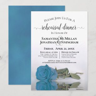 Invitación Rosa azul turquesa Boda ensayo cena