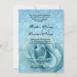 Invitación Rosa azul turquesa y matrimonio Damasco