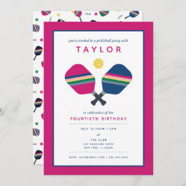 Invitación rosa azul verde azul del Fiesta de bola