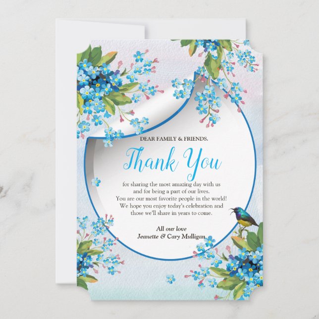 Invitación Rosa azul verde y suave (Anverso)