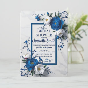 Invitación Rosa azul vintage Flor antigua ducha de novia
