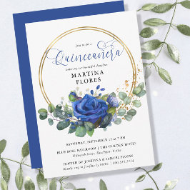 Invitación Rosa azul y eucalipto Quinceanera elegante