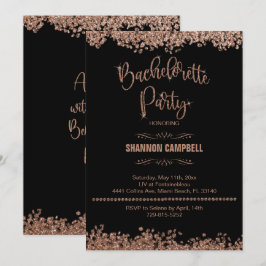 Invitación Rosa Bachelorette, Purpurina De Oro, Fiesta Con Bl
