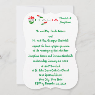 Invitación rosa bandera italiana Italia