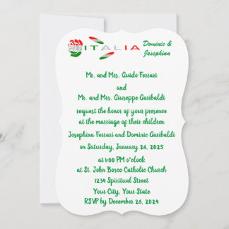 Invitación rosa bandera italiana Italia