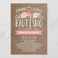 Rosa Banner Burlap | Bautismo español