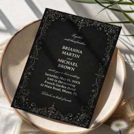 Invitación Rosa barroca monocroma