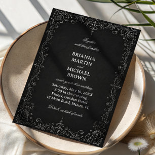 Invitación Rosa barroca monocroma