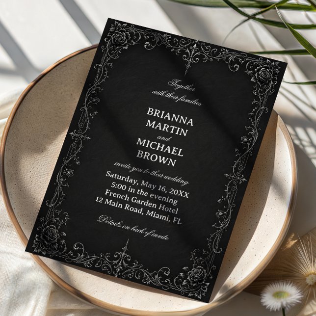 Invitación Rosa barroca monocroma (Subido por el creador)