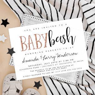 Invitación Rosa Bash de Bebé de Oro, Parejas Baby Shower
