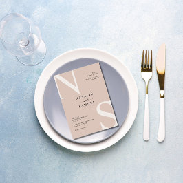 Invitación Rosa Beige Minimalista elegante negrita Boda inici
