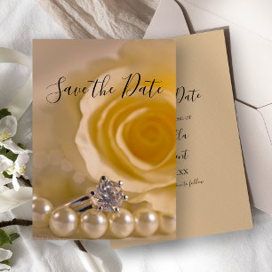 Invitación Rosa Blanca, Anillo y Boda de Perlas Salven la Fec