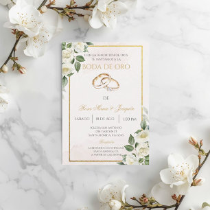 Invitación Rosa blanca Beige Boda de oro