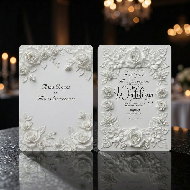 Invitación Rosa Blanca Monocromática Elegante (Subido por el creador)