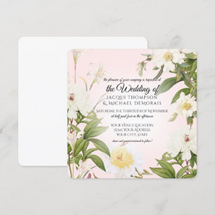 Invitación Rosa Blanca Peony Vintage Boda Botánico Floral