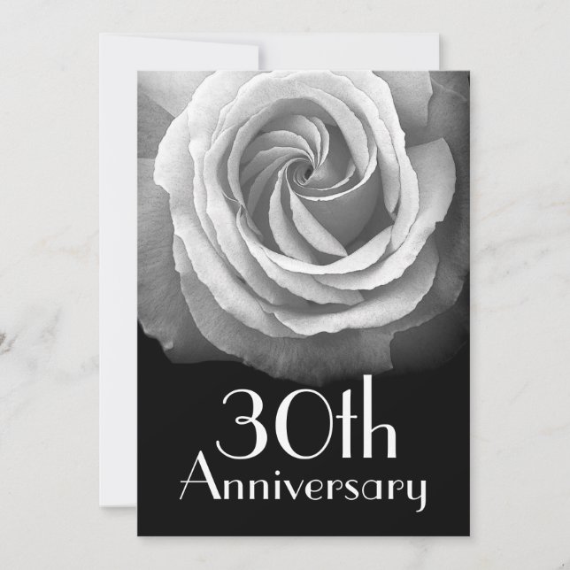 Invitación Rosa Blanca Plata, 30 años (Anverso)