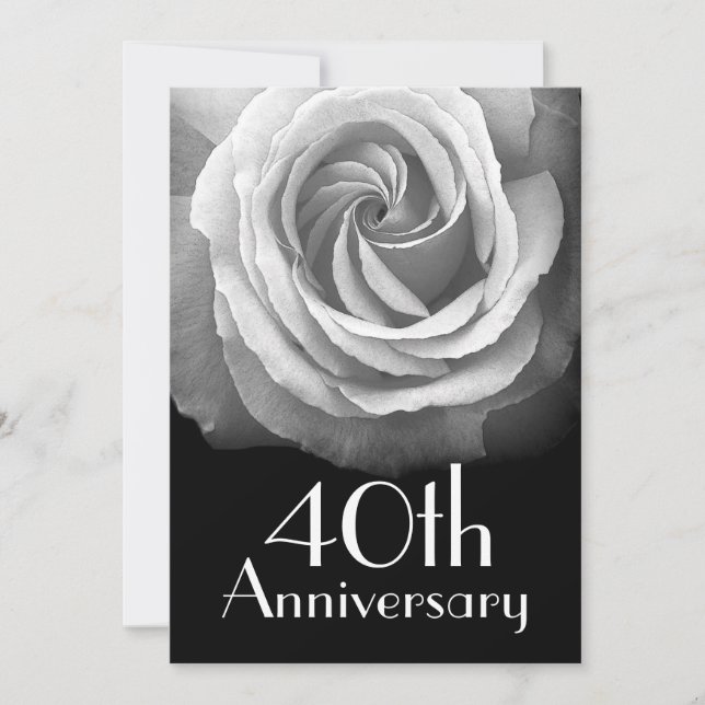 Invitación Rosa Blanca Plata, 40 años (Anverso)