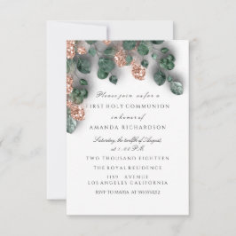 Invitación Rosa Blanca Primero Santa Comunión Cruz Cristiana