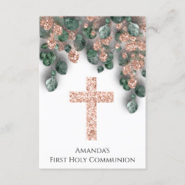 Invitación Rosa Blanca Primero Santa Comunión Cruz Cristiana