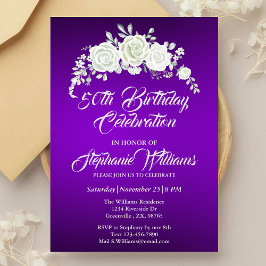 Invitación Rosa Blanca Púrpura Vintage de Mujeres 50 años