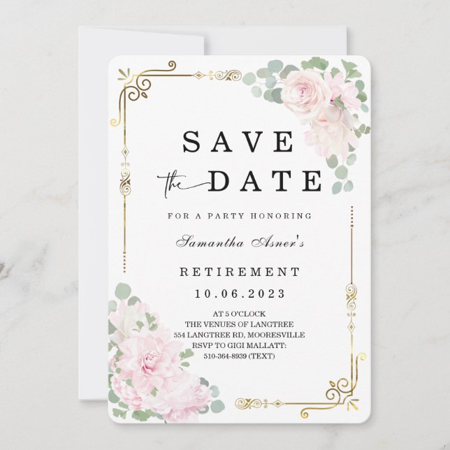 Invitación Rosa blanca salva la jubilación (Anverso)