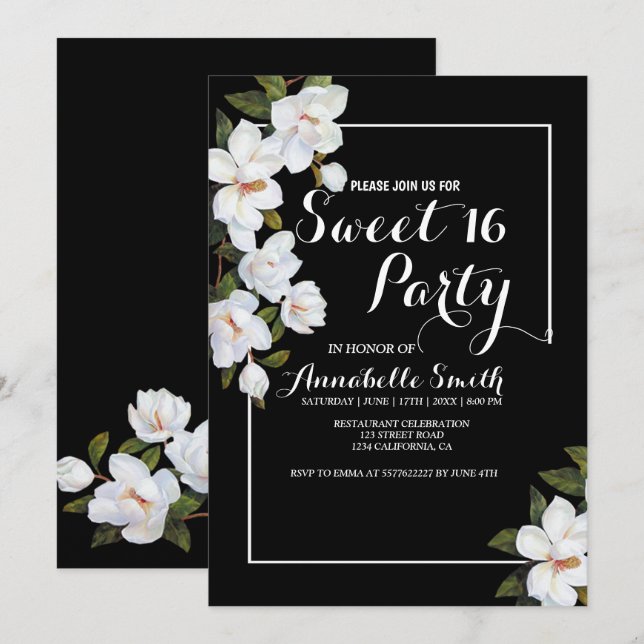Invitación Rosa blanca vintage dulce 16 (Anverso / Reverso)
