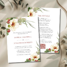 Invitación Rosa blanca y Boda de fresa silvestre