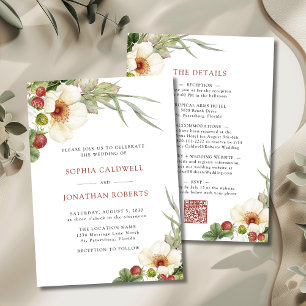 Invitación Rosa blanca y Boda de fresa silvestre