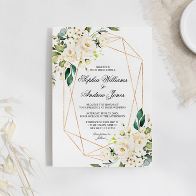 Invitación Rosa blanca y Boda verde (Subido por el creador)