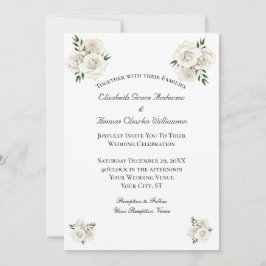 Invitación Rosa Blanca y Oro Formal Elegante Clásico Boda