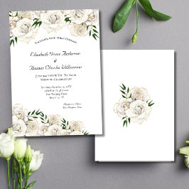 Invitación Rosa Blanca y Oro Formal Elegante Clásico Boda