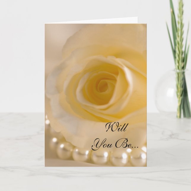 Invitación Rosa Blanca y Perlas Serán Mi Novia (Anverso)