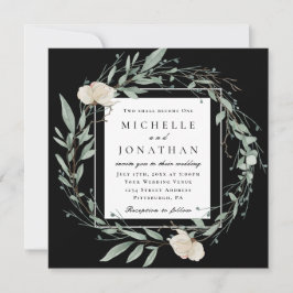 Invitación Rosa blanca y verde Boda de la Biblia cristiana