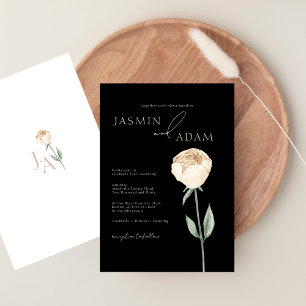 Invitación Rosa blanco blanco simple Boda floral elegante