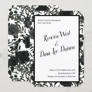Invitación Rosa blanco negro Boda gótico