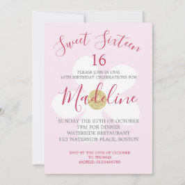 Invitación Rosa Blanco Simple Daisy Dulce Dieciséis Modas