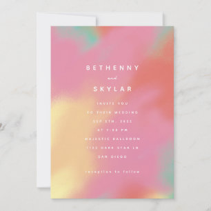 Invitación Rosa blanco y Verde azulado