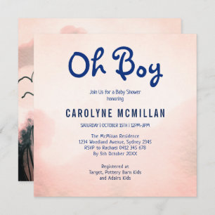 Invitación Rosa Blue Green Botanical Baby Shower