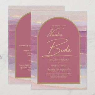 Invitación Rosa Boda BODA INVITE DE Mármol de Arco de Oro Ros