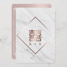 Rosa Boda chino moderno de mármol blanco y oro