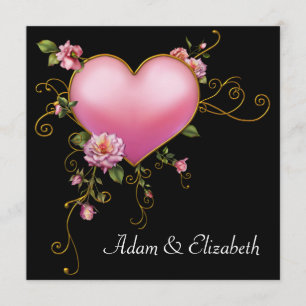 Invitación Rosa Boda Corazón Rosa Negro Gótico Boda