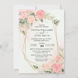 Invitación Rosa Boda de acuarela romántica rosa F019
