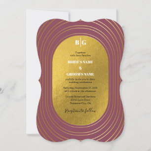 Invitación Rosa Boda de Arco Minimalista Moderno Rosa y Oro