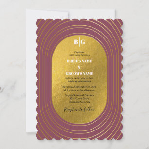 Invitación Rosa Boda de Arco Minimalista Moderno Rosa y Oro