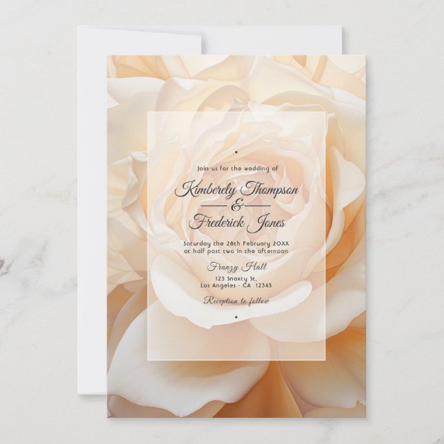 Invitación Rosa Boda de color champán (Anverso)