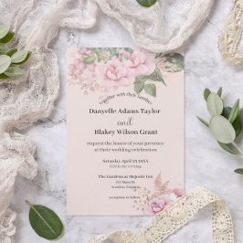 Invitación Rosa Boda de fotos de fuentes modernas de flores r