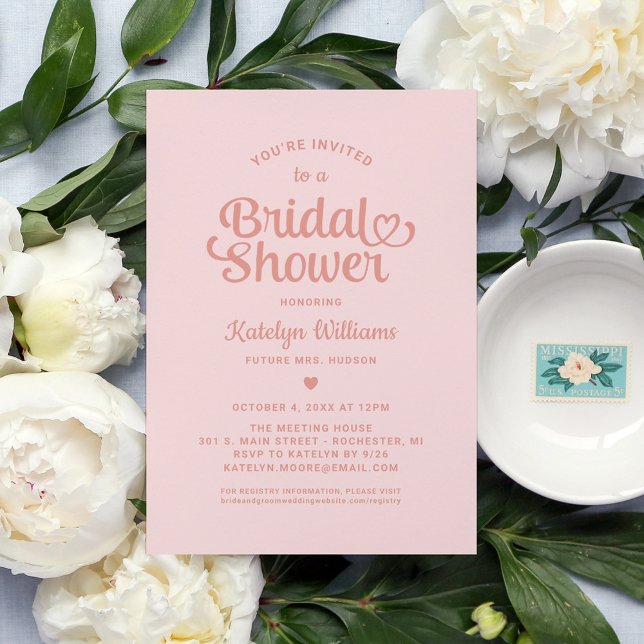 Invitación Rosa Boda de guión de oro  ducha de novia (Subido por el creador)