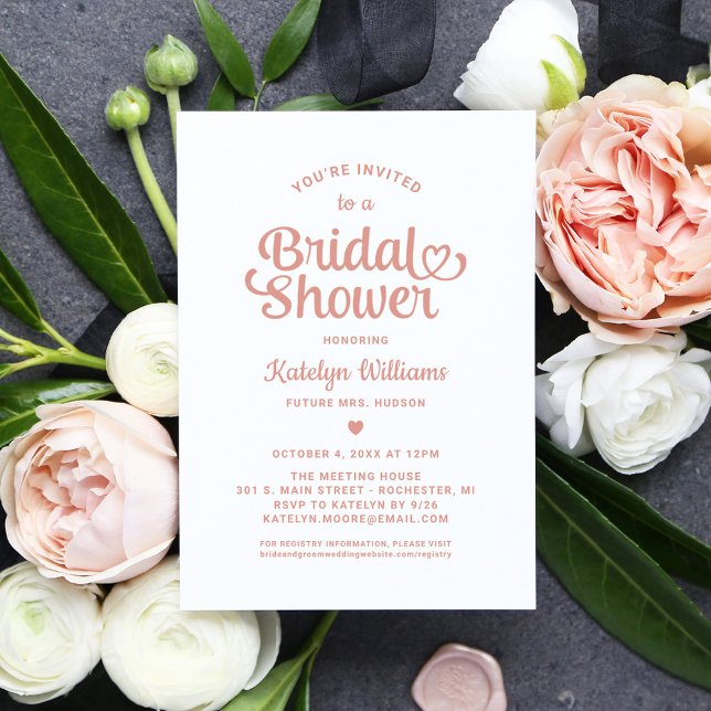 Invitación Rosa Boda de guión de oro  ducha de novia (Subido por el creador)